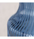 Set de 2 vases en verre strié bleu 9x9x14.5cm