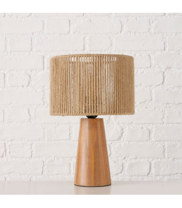 Lampe à poser bois et corde 22.5x22.5x34cm