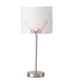 Lampe à poser en métal et abat-jour tissu motif cerf 18x18x40cm