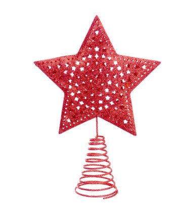 Cimier de sapin de noël étoile métal rouge 12x4x16cm