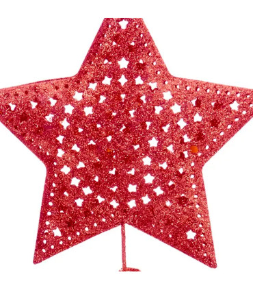 Cimier de sapin de noël étoile métal rouge 12x4x16cm