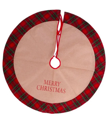 Couvre-pied de sapin de Noël en jute et tissu écossais 90cm