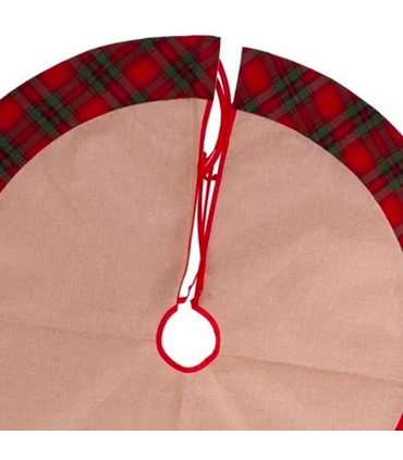 Couvre-pied de sapin de Noël en jute et tissu écossais 90cm