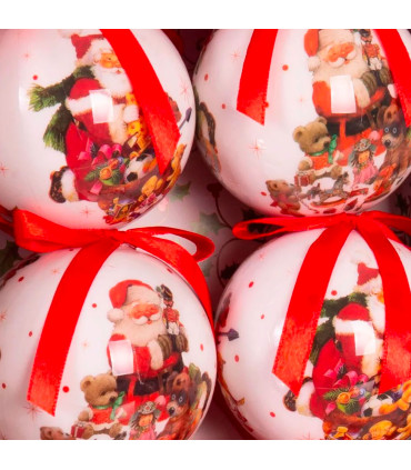 Set of 6 Christmas Balls retro - 7.5cm