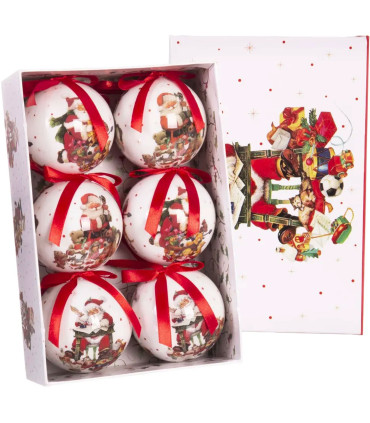 Set of 6 Christmas Balls retro - 7.5cm