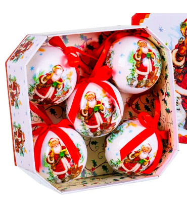 Set of 5 Christmas Balls retro - 7.5cm