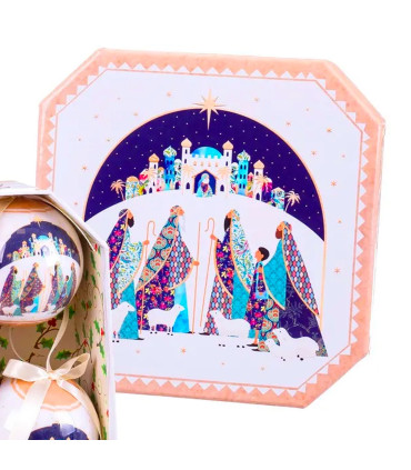 Coffret de 5 boules de Noël rétro rois mages 7.5cm
