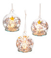 Set de 3 boules de Noël lumineuses en verre 6cm
