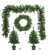 Set de 4 éléments LED déco extérieure de Noël guirlande, sapin et couronne