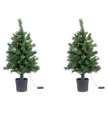 Set de 4 éléments LED déco extérieure de Noël guirlande, sapin et couronne
