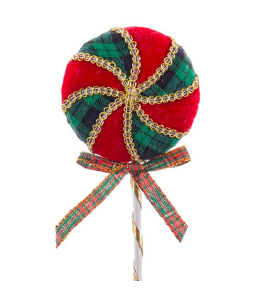 Décoration sapin de noël sucette tissu 8.5x1.5x24cm
