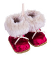 Décoration sapin de noël à suspendre bottes velours rouge 8x7x8cm