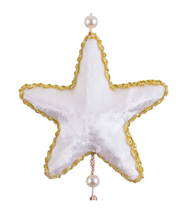 Christmas Tree Decoration star white velvet 5x5x9cm