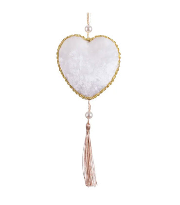 Christmas Tree Decoration heart white velvet 5x5x9cm