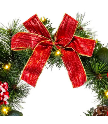 Couronne de l'Avent LED décoration Noël Houx 40x40x15cm