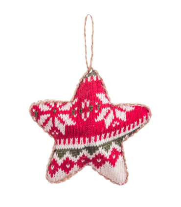 Décoration sapin de noël classique étoile tricot rouge 11x4x11cm