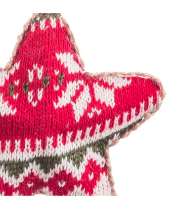 Décoration sapin de noël classique étoile tricot rouge 11x4x11cm