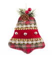 Décoration sapin de noël classique cloche tissu 11x4x15cm