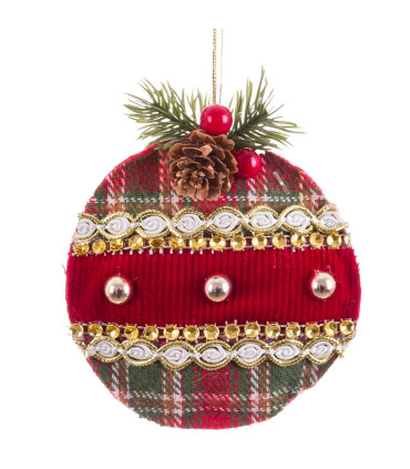 Décoration sapin de noël classique boule tissu 9x4x11cm