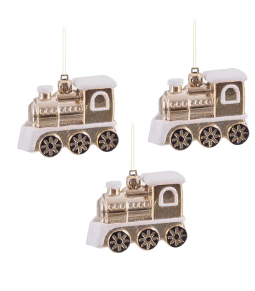 Set de 3 décoration de Noël à suspendre train argenté 8x3x6cm