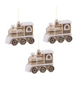 Set of 3 Christmas Balls train gold 8x3x6cm