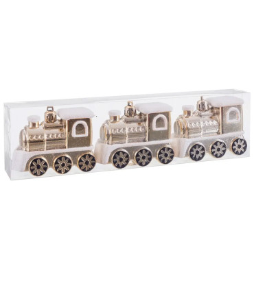 Set de 3 décoration de Noël à suspendre train doré 8x3x6cm