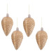 Set de 4 décoration de Noël à suspendre pomme de pin doré 5x5x9cm