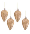 Set of 4 Christmas Balls pine cone gold 8x3x6cm