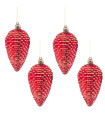Set of 4 Christmas Balls pine cone red 8x3x6cm