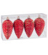Set of 4 Christmas Balls pine cone red 8x3x6cm