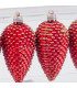 Set of 4 Christmas Balls pine cone red 8x3x6cm
