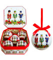 Coffret de 5 boules de Noël rétro soldats casse-noisette 7.5cm