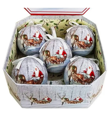 Set of 5 Christmas Balls retro - 7.5cm