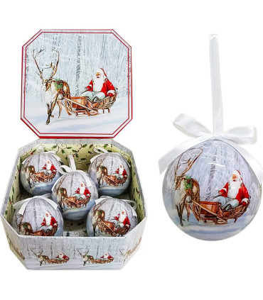 Set of 5 Christmas Balls retro - 7.5cm
