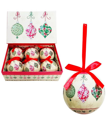Set of 6 Christmas Balls retro - 7.5cm