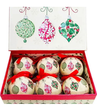 Set of 6 Christmas Balls retro - 7.5cm