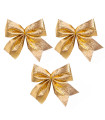 Christmas Tree Decoration gold bow - Set of 3