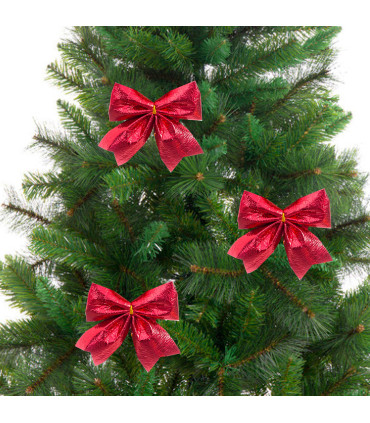 Christmas Tree Decoration red bow - Set of 2
