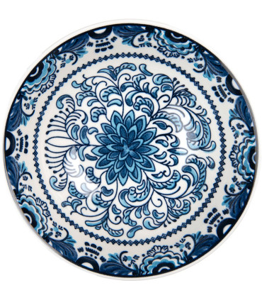 Bol céramique motif fleuri bleu 16x16x5cm 350ml