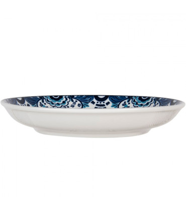 Assiette à dessert en céramique motif fleuri bleu 21x21x3cm