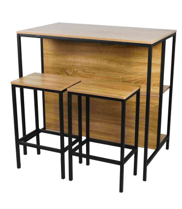 Bar Table + 2 Bar Stools 100x60x95cm
