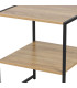 Table de chevet métal noir et bois 2 niveaux 40x40x50cm