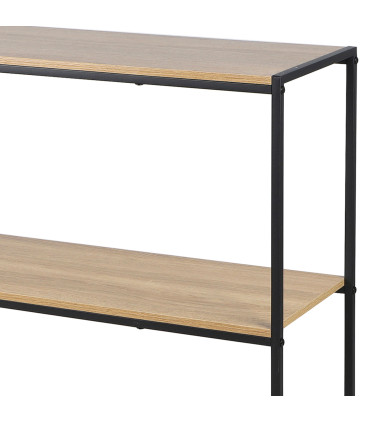 Console 3 plateaux bois et métal noir 80x30x80cm