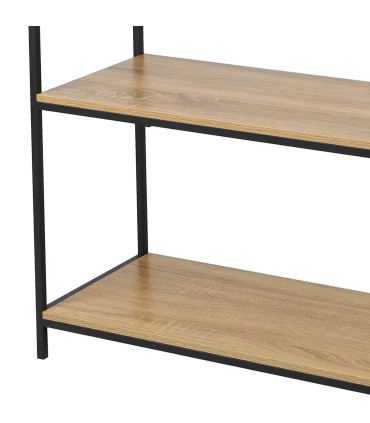 Console 3 plateaux bois et métal noir 80x30x80cm