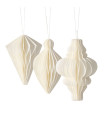 Set of 3 christmas Balls paper white 7x7x10cm
