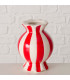 Design vase ceramic red and white candy 13x13x17.5cm