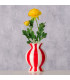 Vase design céramique rouge et blanc bonbon 13x13x17.5cm