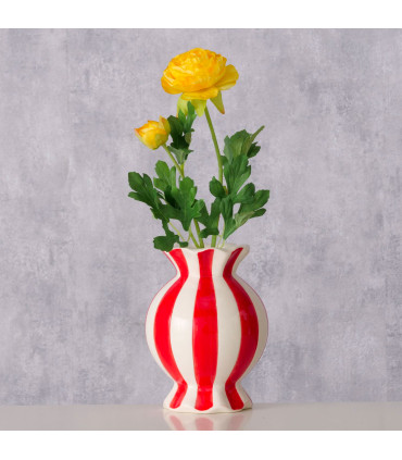 Design vase ceramic red and white candy 13x13x17.5cm