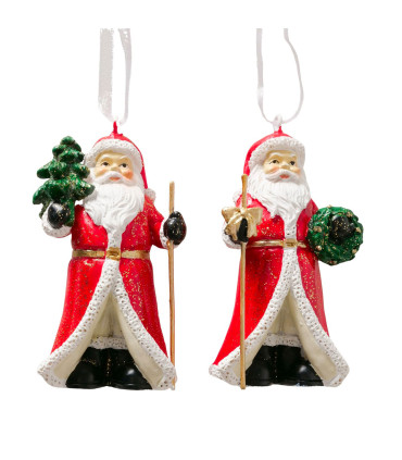 Set de 2 suspensions Père Noël 5x11x9.5cm