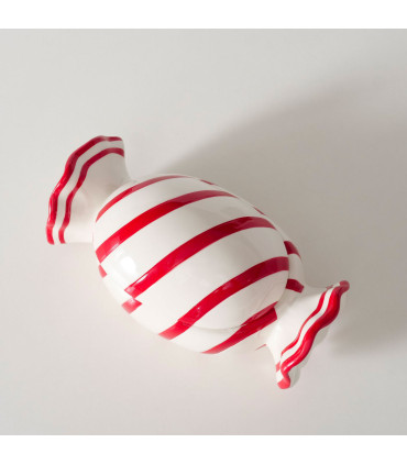 Candy pot ceramic red and white 20.5x11.5x10.5cm